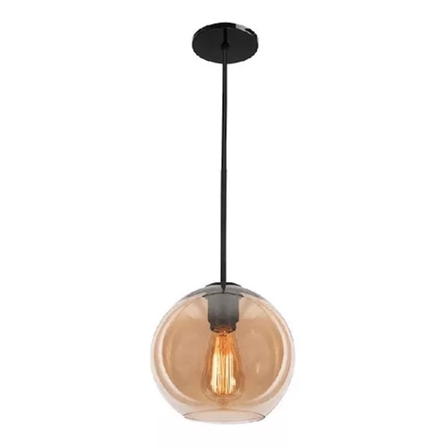 Luminario Candil Colgante Vidrio Soplado Ambar Esfera Maxxi Maxxi MX-CL7017-N/AMB