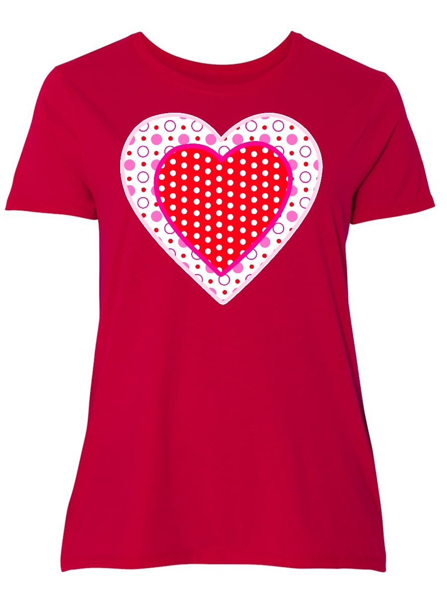 INKtastic - Valentine Red Heart with Dots Women's Plus Size T-Shirt ...