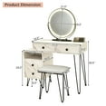 thumbnail image 4 of Giantex Makeup Vanity Set w/Lighted Mirror, Modern Dressing Table w/Storage Cabinet, Adjustable Brightness & Touch Screen for Bedroom, White, 4 of 10