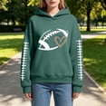 thumbnail image 2 of GILIGEGE Football Hoodies For Women,Game Day Sweatshirts,Plus Size Hooded Pullover With Pockets,Heart Graphic,Fall Fashion 2026 Fleece Sweaters,Long Sleeve Crewneck Casual Fall Tops Blackish Green L, 2 of 9