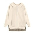 thumbnail image 4 of DHFJKG Hoodies For Women Solid Color Casual Long Sleeve Hooded Zipper Jacket Raglan Sleeve Lightweight Outwear Spring Comfort Outerwear, 4 of 4