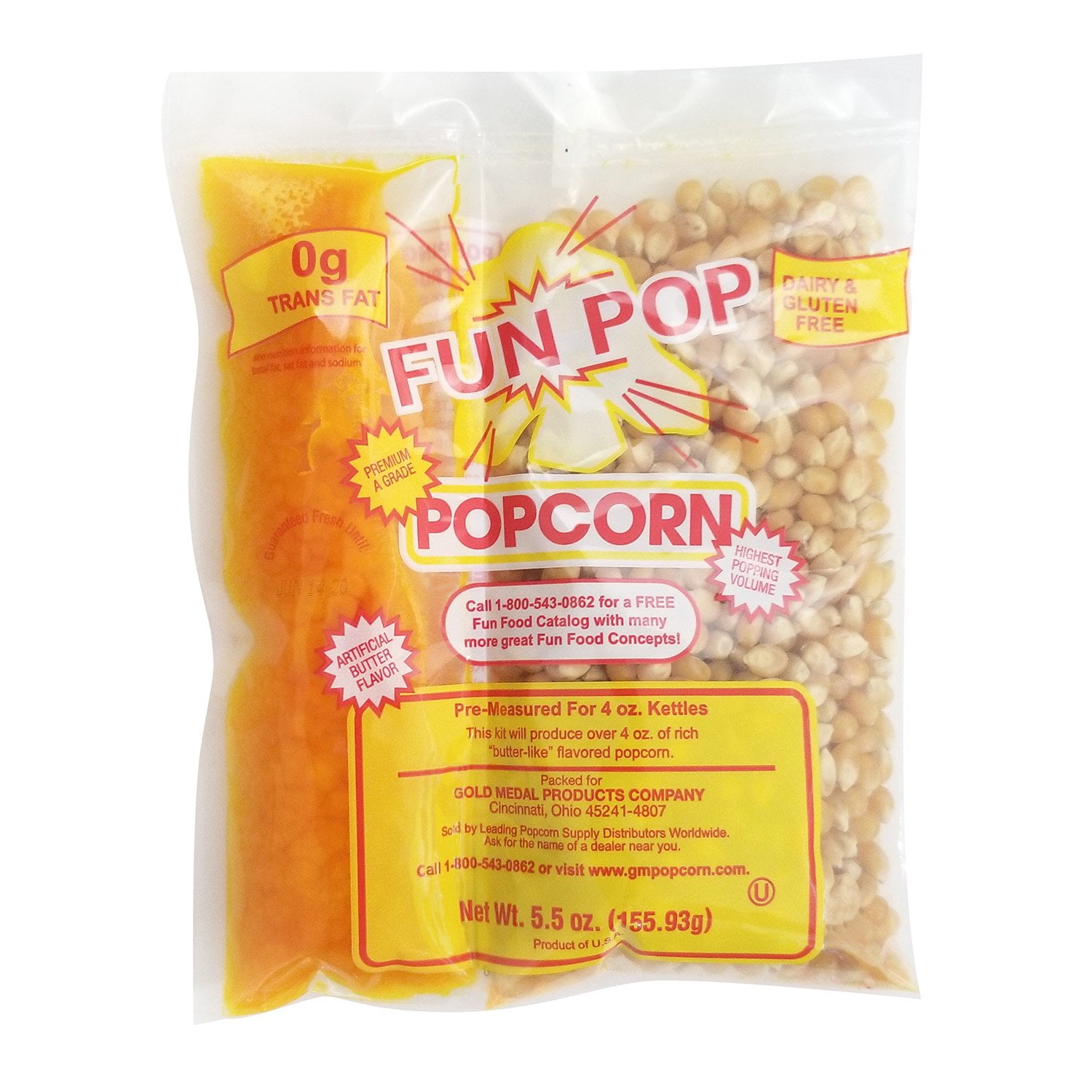 Gold Medal Fun-Pop Popcorn Kit (4 oz. Pk.) Movie Theater Your Own Home Every Time. - Walmart.com