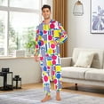 thumbnail image 6 of FORMRS Onesies Pajama for Adults Unisex Hoodie Winter Jumpsuit One Piece Sleepwear, Sizes S-2XL, Red Retro Shapes, 6 of 7