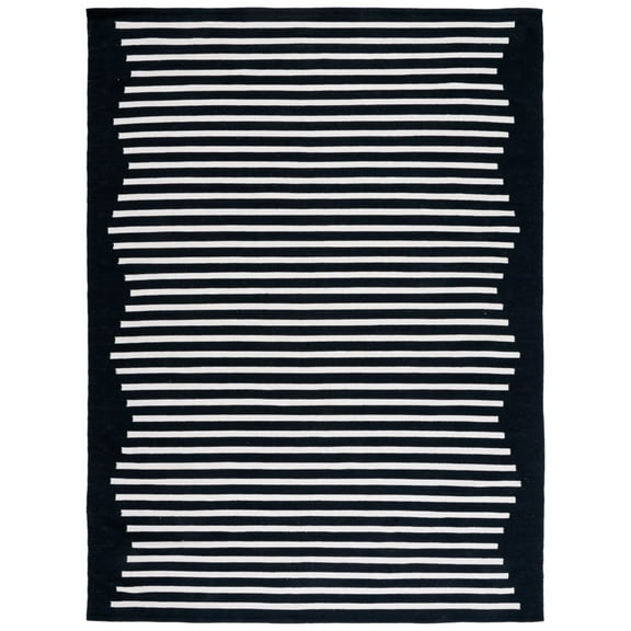 SAFAVIEH Montauk Amadine Striped Cotton Area Rug, Black/Ivory, 8' x 10'