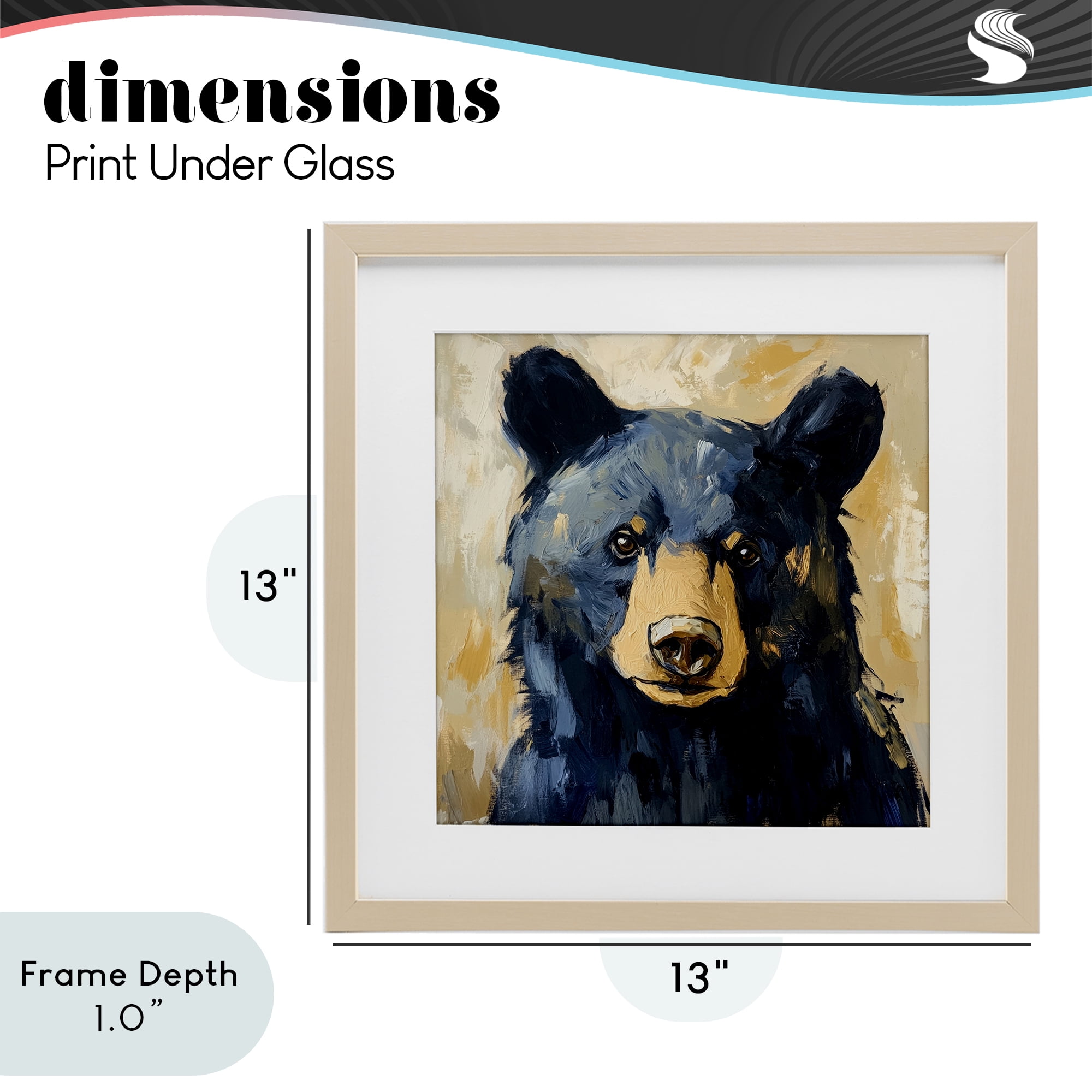 Stupell Industries Big Bear with Brushstrokes Birch Framed Print Under Glass, design by Petal Prints Design