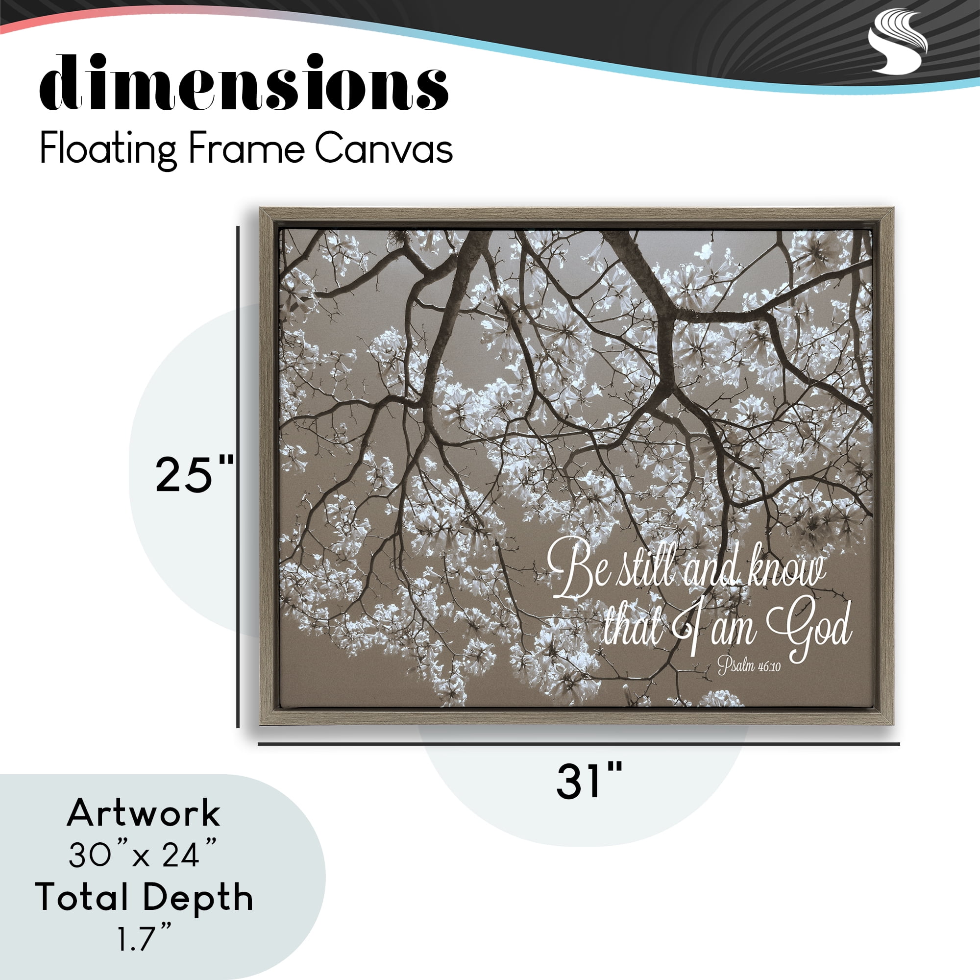 Stupell Industries Be Still Apple Blossoms Brown Framed Floater Canvas Wall Art, design by Gail Peck