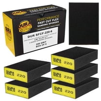 Dura-Gold 220 Grit 4-Sided Hand Sanding Block Sponges, Box of 6 - Performance Flex 3.9" x 2.75" x 1" Wet or Dry Flexible Sandpaper Abrasive Brick Pads, Reusable - Sand Wood, Drywall, Auto Paint