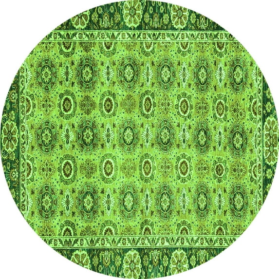 Ahgly Company Indoor Round Abstract Green Modern Area Rugs, 7' Round