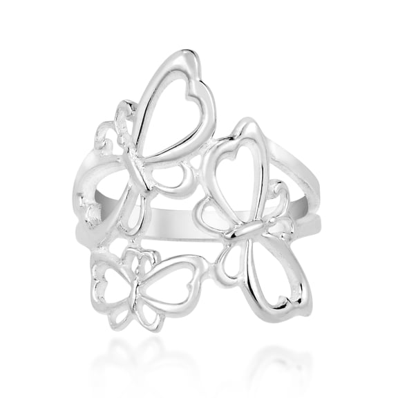 Cute Flying Grey Butterfly Family .925 Silver Ring for Female Anniversary-9