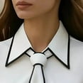 thumbnail image 2 of MORTTIC Women's Classic Tie-Neck Blouse with Lapel Long Sleeve Contrast Formal Shirt for Office Wear White，L, 2 of 5