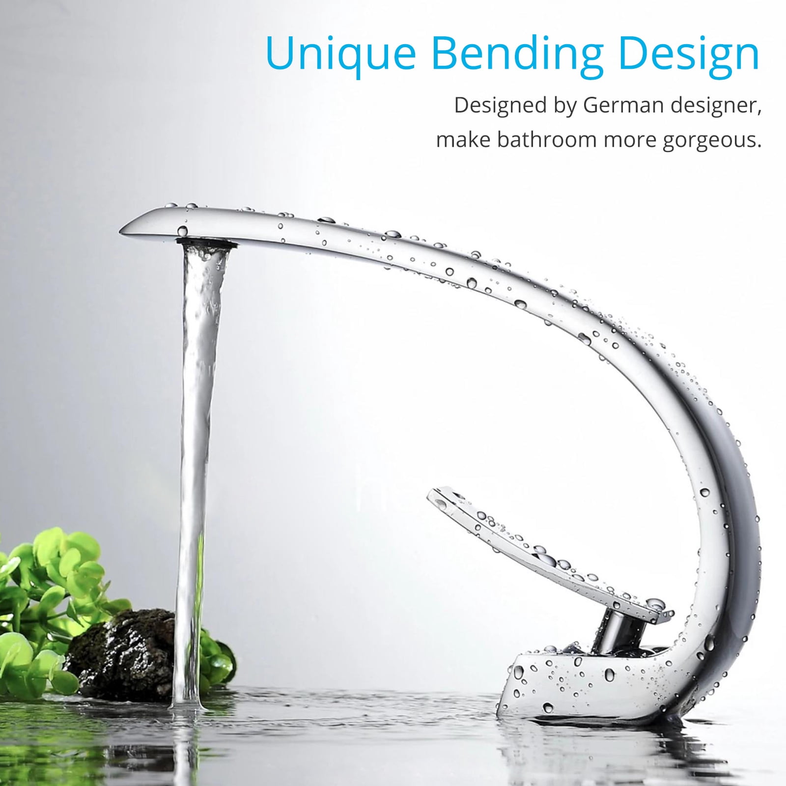 Wovier Chrome Bathroom Sink Faucet with Supply Hose,Unique Design Single Handle Single Hole Lavatory Faucet,Basin Mixer Tap Commercial