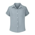 thumbnail image 4 of Mgmyaa Womens Button Down Shirts Casual Short Sleeve Dress Shirt Textured Collared Summer Work Blouse Tops, 4 of 5