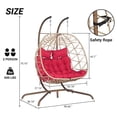 thumbnail image 3 of Aukfa Double Swing Egg Chair with Stand 2 Person Indoor Outdoor Wicker Loveseat with Cushions, Red, 3 of 9