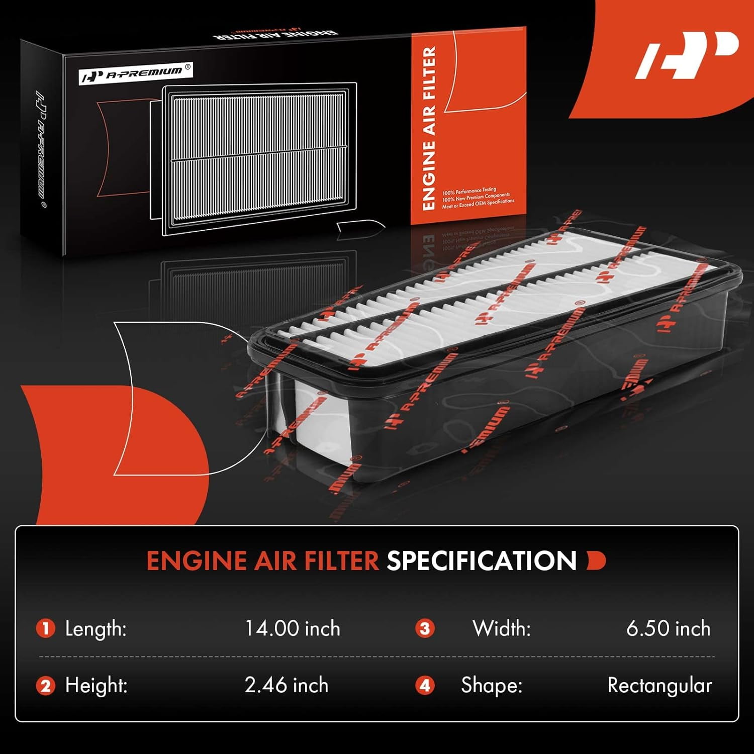 A-Premium 2-PC Engine Air Filter Compatible with Toyota Models - Tacoma 2005-2015, Tundra 2005-2010, 4Runner 2003-2009, FJ Cruiser 2007-2009 - V6 4.0L - Replace# 17801-0P010, CA9683