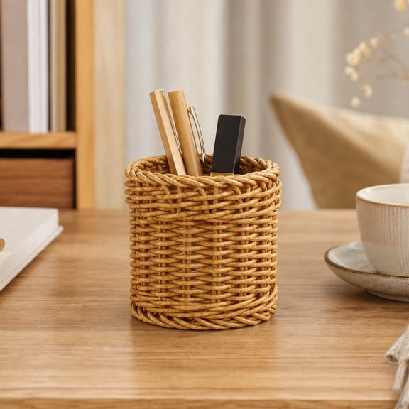 Woven Storage Basket, Handmade Rattan Grass Baskets, Multi-Size Cube Bins for Closet, Shelves, Dresser, Bathroom, Kitchen, Living Room Organizer