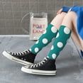 thumbnail image 3 of Lsque Teal And White Polka Dot Printed Crew Socks Men's Women's LightWeight Thin Casual Calf Socks ,Knee High Socks,Cotton Socks, 3 of 9