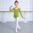 thumbnail image 2 of Curuila Kids Infant Girls Romper Dance Wear Long Sleeve Solid Color V Neck Performances Stretch Casual Comfort Bodysuits Green Size 14-15 Years, 2 of 4