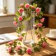 thumbnail image 1 of Guirnalda de Rosas Artificiales de Plástico de 239 Cm de Largo para Decoración de Patios Exteriores - Guirnalda de Flores Artificiales para Decoración de Hogar, Jardín, Patio, Bodas y Fiestas (Juego, 1 of 6