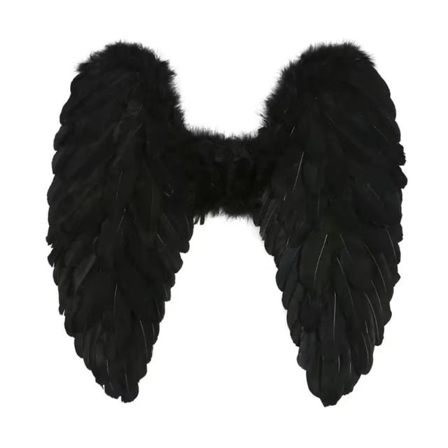 Accesorios de disfraz de alas de ángel para fotos, ideales para fiestas y festivales navideños. S Negro