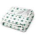 thumbnail image 6 of LNWH Green Star Geometry Doodle Pattern Throw Blanket, Flannel Sofa Blankets for All Seasons, 80"x60", 6 of 8