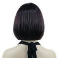 thumbnail image 3 of Short Bob Wig with Flat Bangs for Lady Women, Straight Synthenic Wigs for Cosplay Daily Party, 8 inch, Dark Burgundy Red, 3 of 8