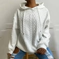 thumbnail image 2 of Lenpel Oversized Hoodies for Women Casual Long Sleeve Cable Hooded Pullover Sweatshirts Fashion Fall Winter Outfits(White,Large), 2 of 6
