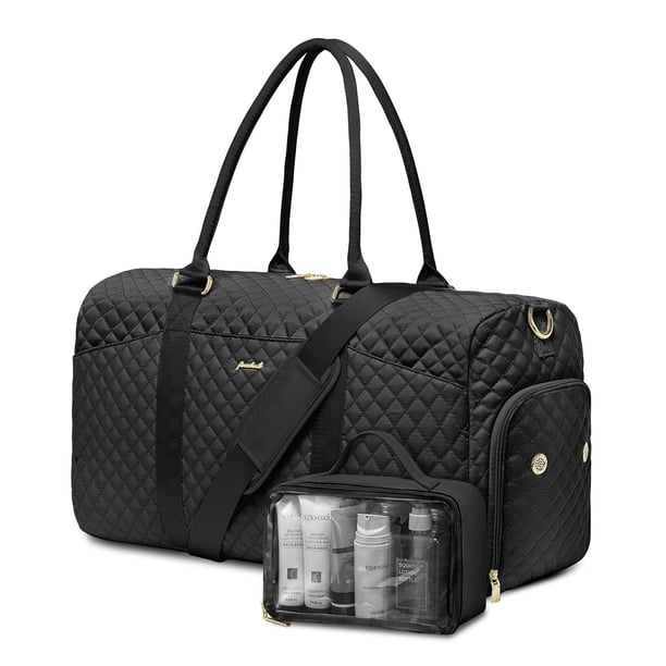 Bolsa de viaje Weekender Focdod con compartimento para zapatos, color negro