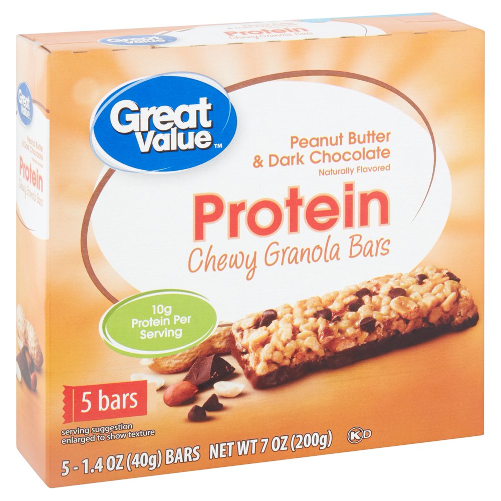 Great Value Chewy Protein Bar Peanut Butter & Dark Chocolate 10g