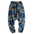 thumbnail image 5 of Men Casual Harem Pants Printed Wide Leg Retro Gypsy Pants Trousers, 5 of 6