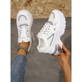 thumbnail image 1 of Women's White Casual Chunky Sneakers With Wedge Heel And Thick Sole, 1 of 4