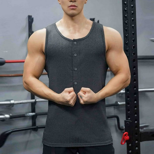 pstuiky Camisetas interiores de tirantes para hombre, Camiseta deportiva de verano para hombre, informal, sin mangas, cómoda, con cuello redondo Chaleco para hombre s
