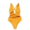 thumbnail image 4 of LUOGENLI Plus Size Swimsuit for Women 1-piece Tummy Control Women One Shoulder Swimsuit Bikini Swimsuit Irregular Solid Color Monokinis Swimsuit Yellow Size S, 4 of 5