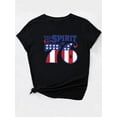 thumbnail image 4 of Camiseta informal con estampado de bandera estadounidense y letras para mujer. Cuello redondo, manga corta, algodón transpirable. Ideal para primavera, verano y otoño., 4 of 7