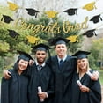 thumbnail image 6 of Congrats Grads Banner Grads Hats Garland Black Gold Glitter Graduation Banner for Car Parade High School College University 2023 Graduation Party Decorations, 6 of 6