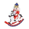 thumbnail image 2 of Nutcracker Figurine Decoration Wooden Rocking Horse Design for Christmas Holiday Indoor Home Office Centerpiece, 2 of 9