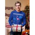 thumbnail image 2 of Old Glory Mens Flamingo Winter Ugly Christmas Sweater Long Sleeve T Shirt, 2 of 6