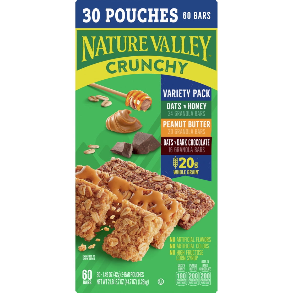 2 pack Nature Valley Crunchy Granola Bars, Variety Pack, 60 Bars, 44.7 OZ Count (30 Pouches)