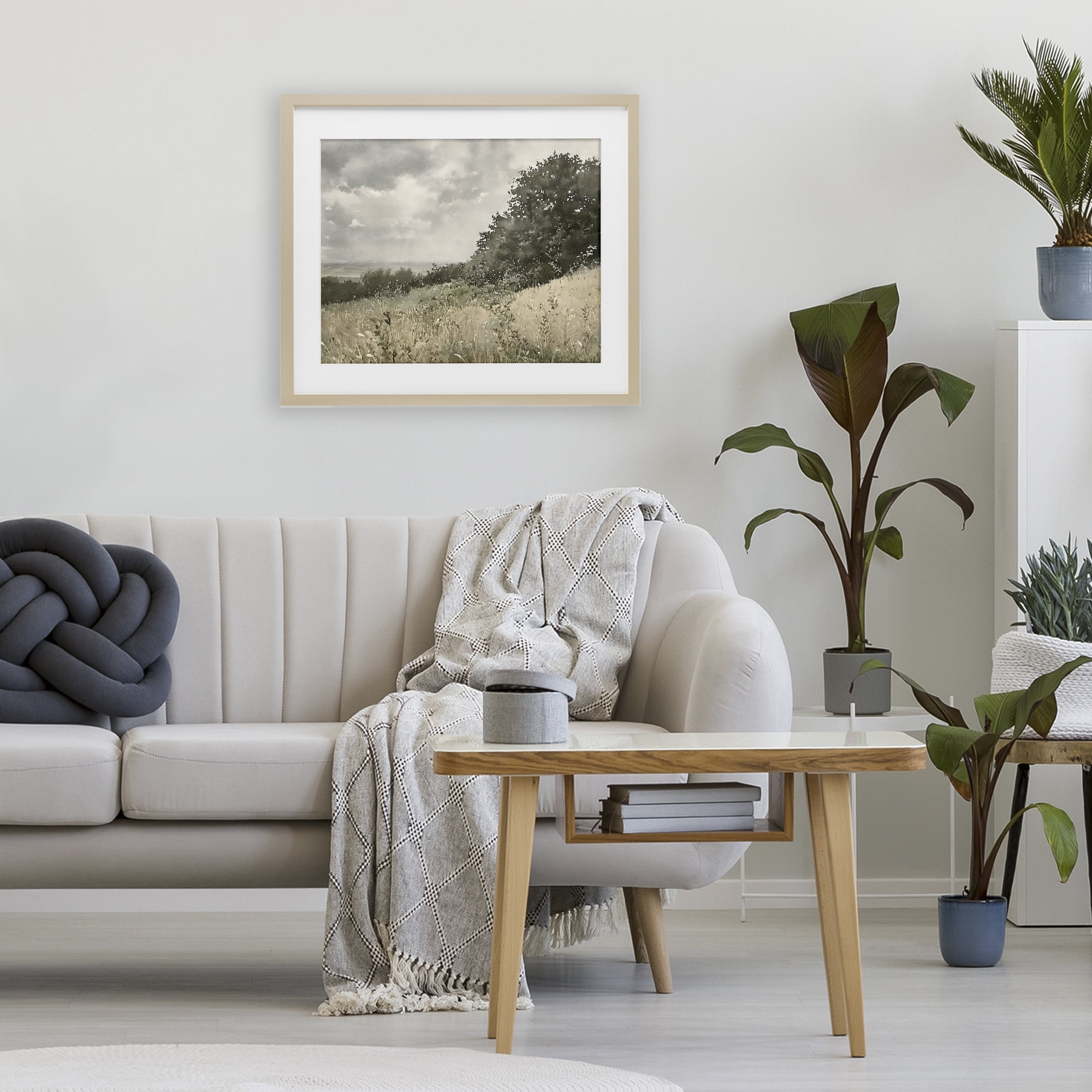Stupell Industries Soft & Subtle Meadow Landscape Birch Framed Print Under Glass, design by Riley B