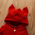 thumbnail image 6 of Mikilon Toddler Kids Boys Girls Cute Cartoon Rabbit Ears Solid Color Cotton Romper Pajama Onesie for Baby Girls 9-12 Months Red on Sale, 6 of 7