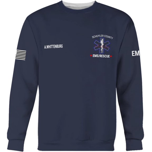 Customize Name EMS EMT Hoodie For Men And Women All Over Printed Sportwear T Shirt, Zip Up Hoodie, Sweatshirt (Sweatshirt, S)