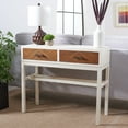 thumbnail image 2 of SAFAVIEH Ajana Modern 2 Drawer Console, Distressed White/Honey, 2 of 14