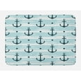 thumbnail image 1 of Anchor Bath Mat, Pattern with Anchors Modern Stylized Adventurous Striped Coastline Marine, Non-Slip Plush Mat Bathroom Kitchen Laundry Room Decor, 29.5 X 17.5 Inches, Pale Blue Dark Green, Ambesonne, 1 of 2