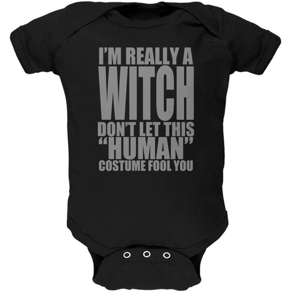 Halloween Human Witch Costume Soft Baby One Piece Black 9-12 M