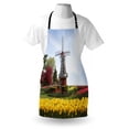 thumbnail image 3 of Windmill Apron Serene Vast Traditional Garden with Blossoming Flowers Trees and Dutch Tulips, Unisex Kitchen Bib Apron with Adjustable Neck for Cooking Baking Gardening, Multicolor, by Ambesonne, 3 of 3