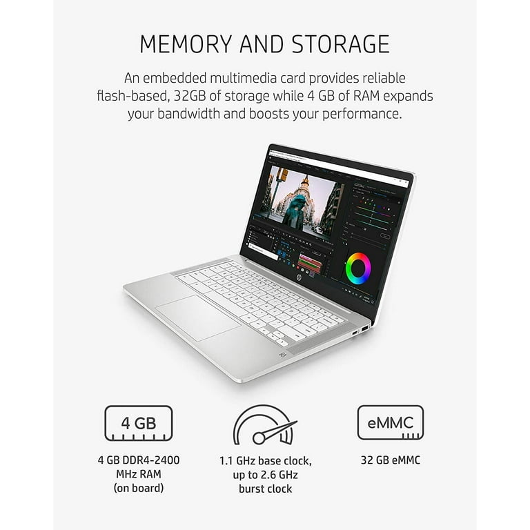 HP Chromebook 14 Laptop 14” HD 1366 x 768 N4000 4GB 32GB HP Chromebook 14 Laptop 14” HD 1366 x 768 N4000 4GB 32GB