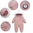 thumbnail image 3 of LYMAYTER Infant Unisex Fleece Onesies Girls Boys Winter Hooded Snowsuit Baby down Cotton Bodysuit for 2-6 Years, 3 of 9