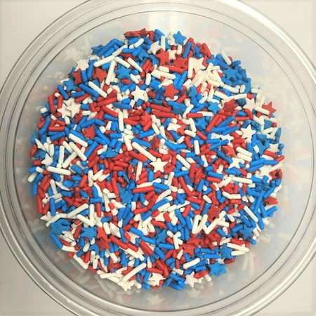 Bakery Topping - Patriotic Stars & Stripes Mix Star Shapes Sprinkles Bakery Topping 1 pound