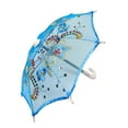 thumbnail image 3 of THY COLLECTIBLES Pack of 2 Mini Lace Umbrella Parasols with Sequins - Delicate Dolls Size Decorative Small Umbrella for Weddings, Baby Showers, Parties and Events - 11.6 inch Diameter Blue, 3 of 7