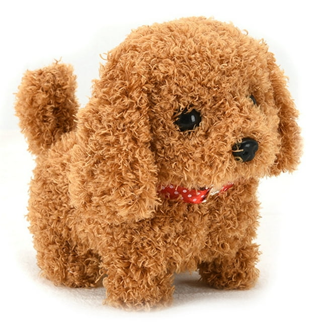 Jouet Chiot en Peluche Électronique à Queue Réaliste Qui Gigote et Marche, Jouet pour Chien Qui Aboie