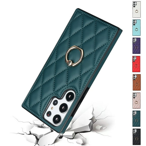 For Samsung Galaxy S23 Ultra/S23 /S23 Case Cover, Shockproof Luxury Leather Soft Silm Stand Cover With Ring